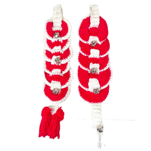 Vintage Crochet Bell Door Hangers‎ x2 Holiday Christmas Red White Kitschy